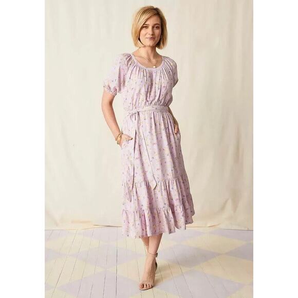 Matilda Jane Enchanted Garden Lavender Artist Floral Tiered Maxi Dress Size XXL - Picture 12 of 14